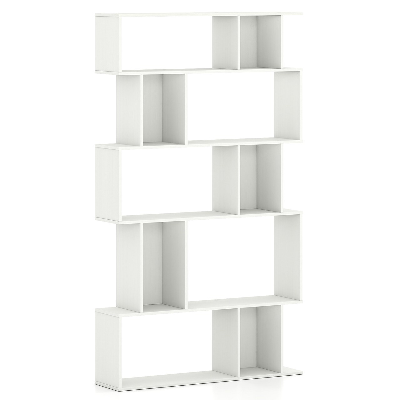 Geometric Bookshelf 5-Tier with Open Shelving and Closed-Back Cubes